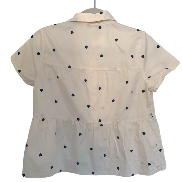Madewell Embroidered Heart Seamed Short Sleeve Button Down Blouse Size XXS - Picture 7 of 7
